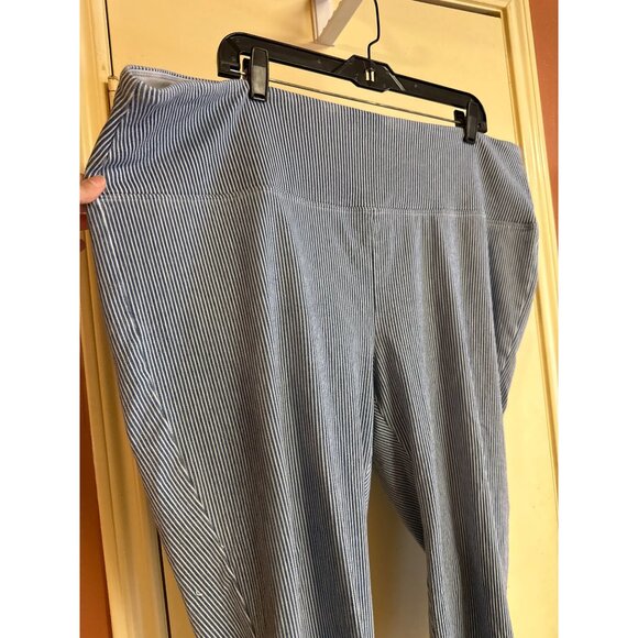 Blue & White Striped Aventura Womens Wide-Leg Pull-On Pants Size 22/24 Cotton/Po - Picture 2 of 6